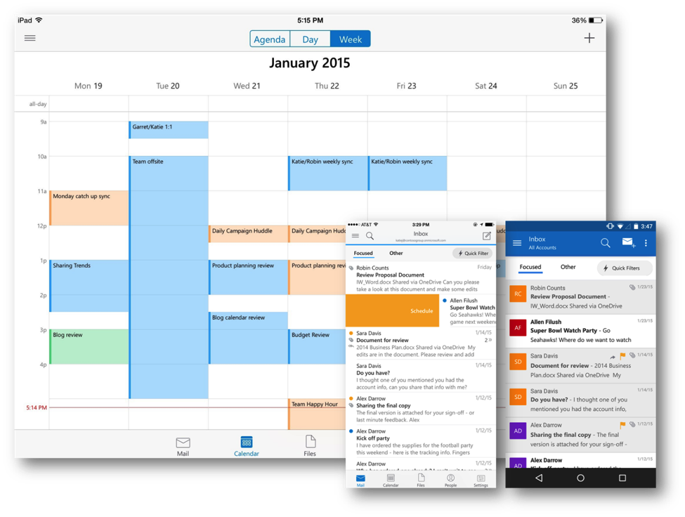 Outlook, iOS, Android