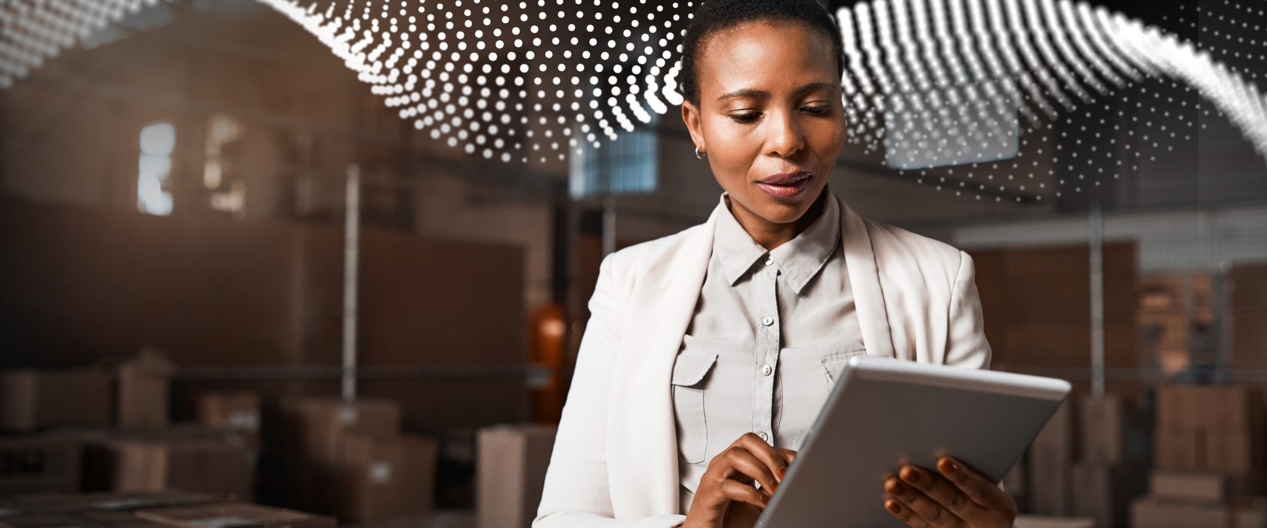 Woman working on a tablet computer