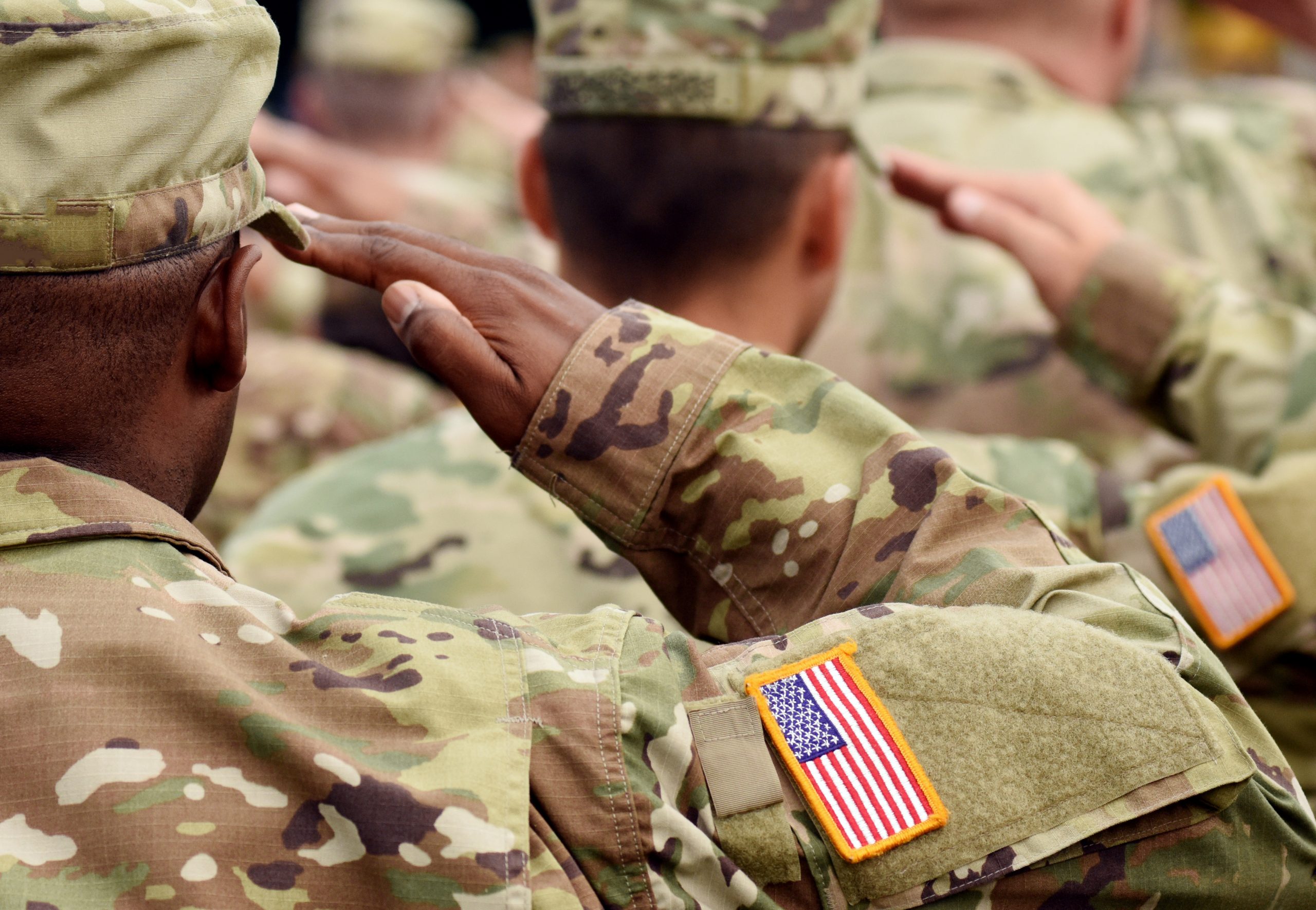 American soldiers saluting