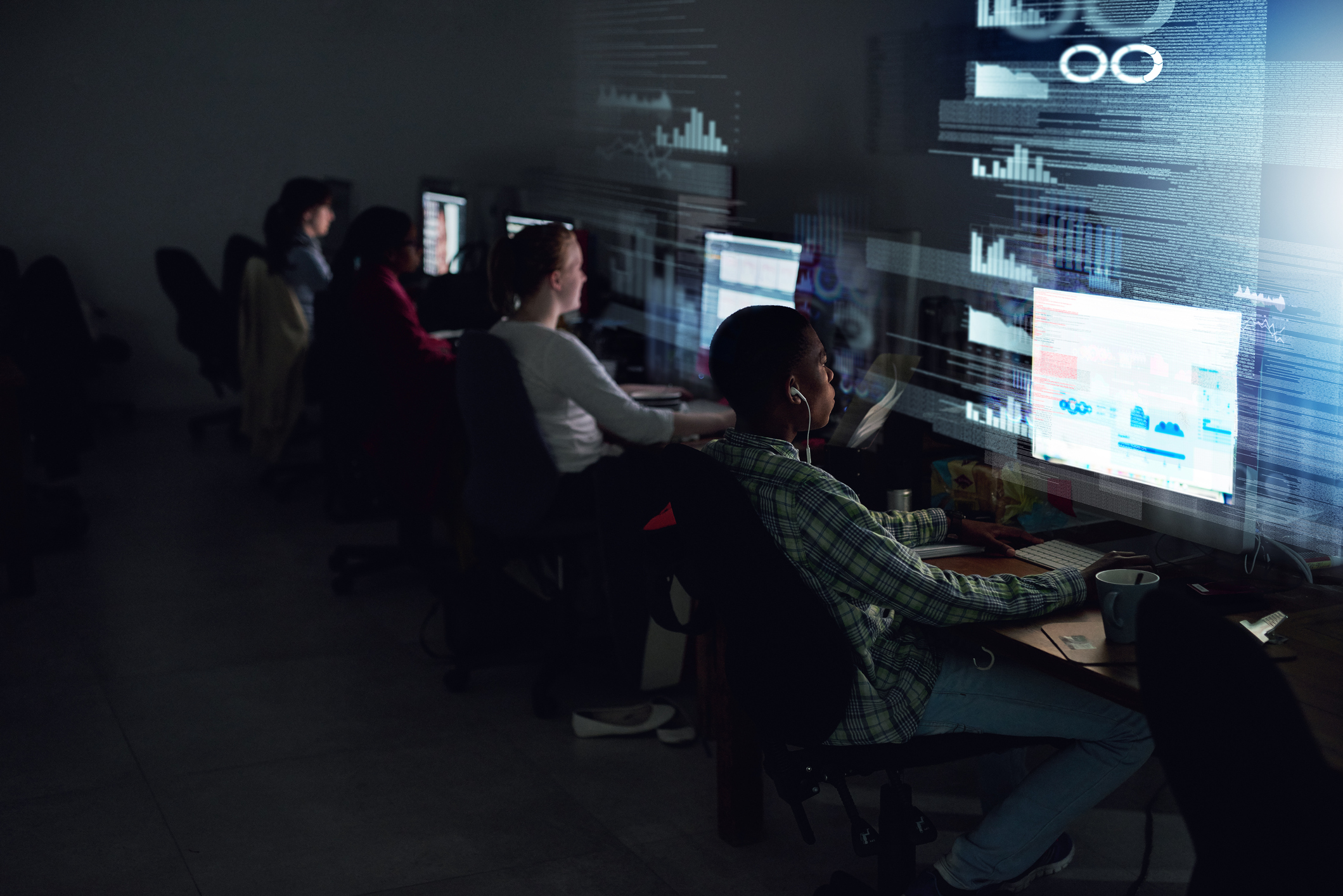 People working at computers