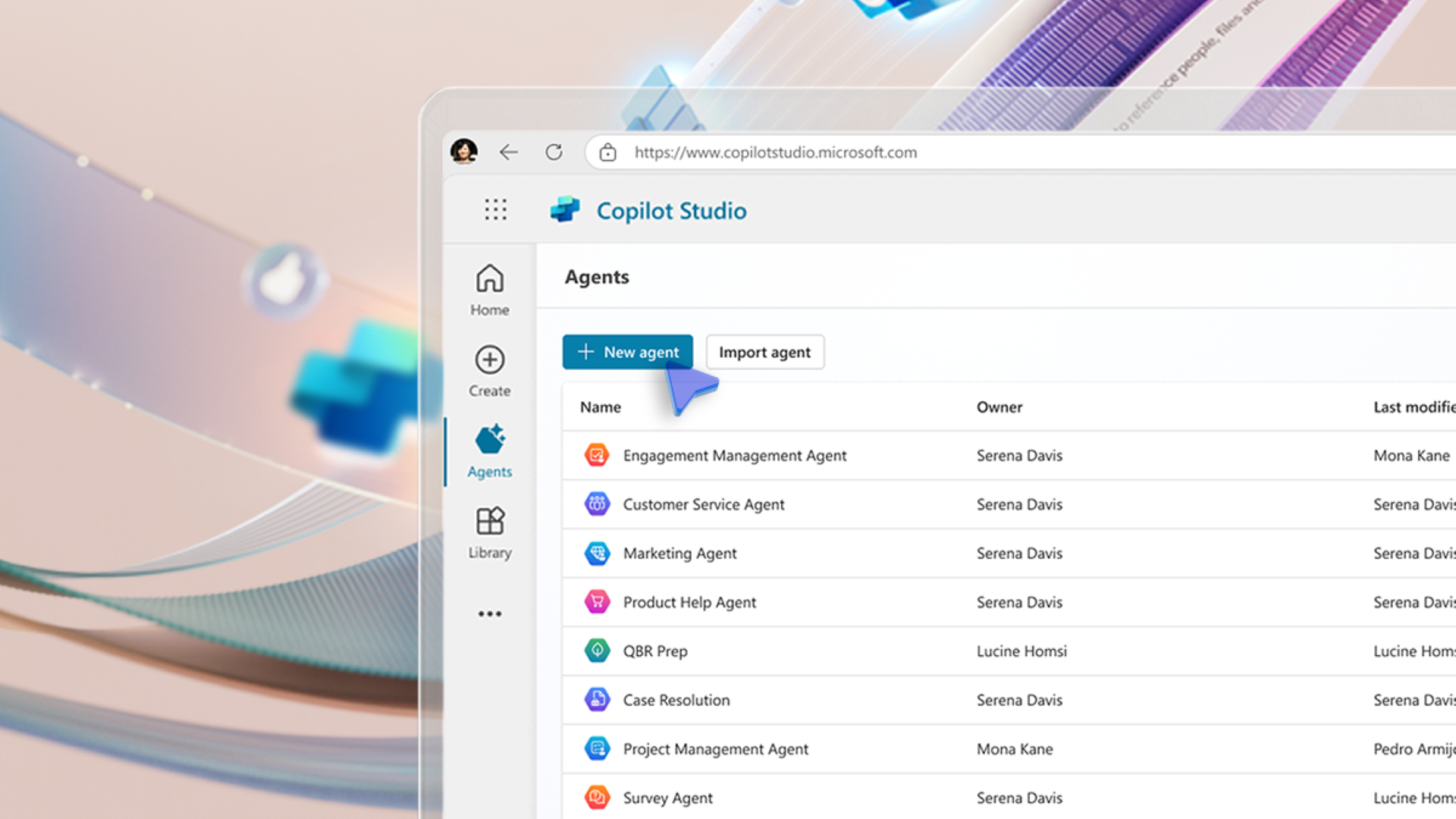 An image of a Copilot Studio menu on a screen.