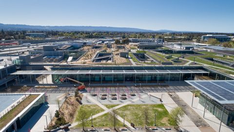 Energy collects in solar panels across the site