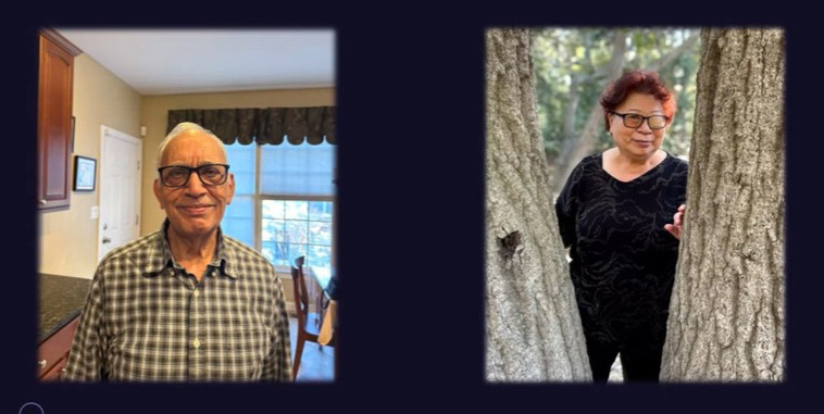 A photo of Arjun Oberoi's grandfather and a photo of Daniel Kim's grandmother