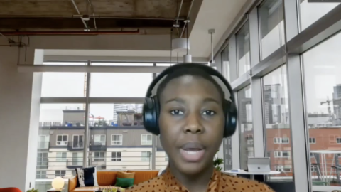 Sixth Annual Mock Interview Day: Promoting Access to Technology Careers person on webcam