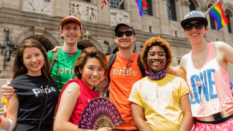 Together We Can: Pride Month and Juneteenth Events at Microsoft New England Throwback photo of six Microsoft New England employees at Boston Pride 2019