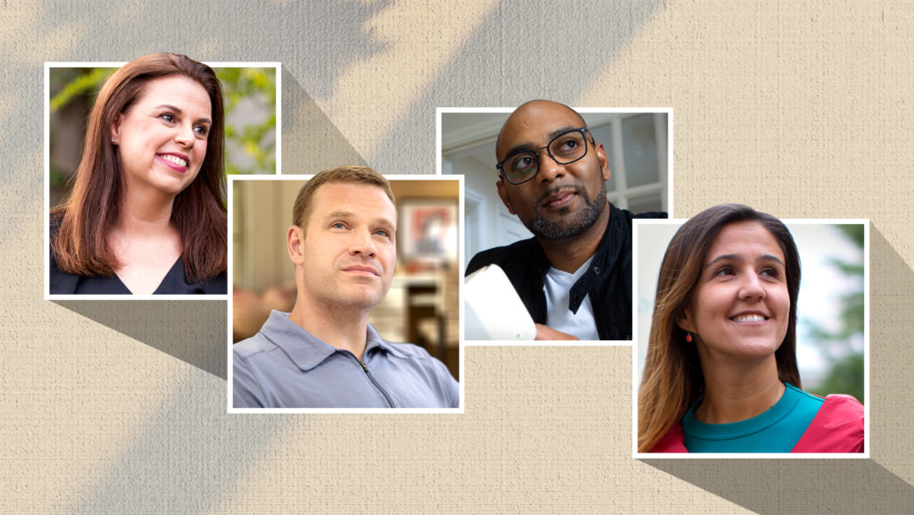 Photos of four individuals who are featured in a new Humans and AI website