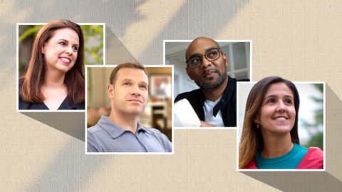 Photos of four individuals who are featured in a new Humans and AI website