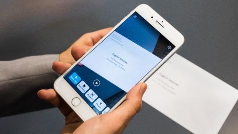 iPhone with Seeing AI app