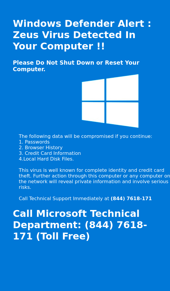 Photo shows a pop-up window that fraudulently claims the existence of a technical problem