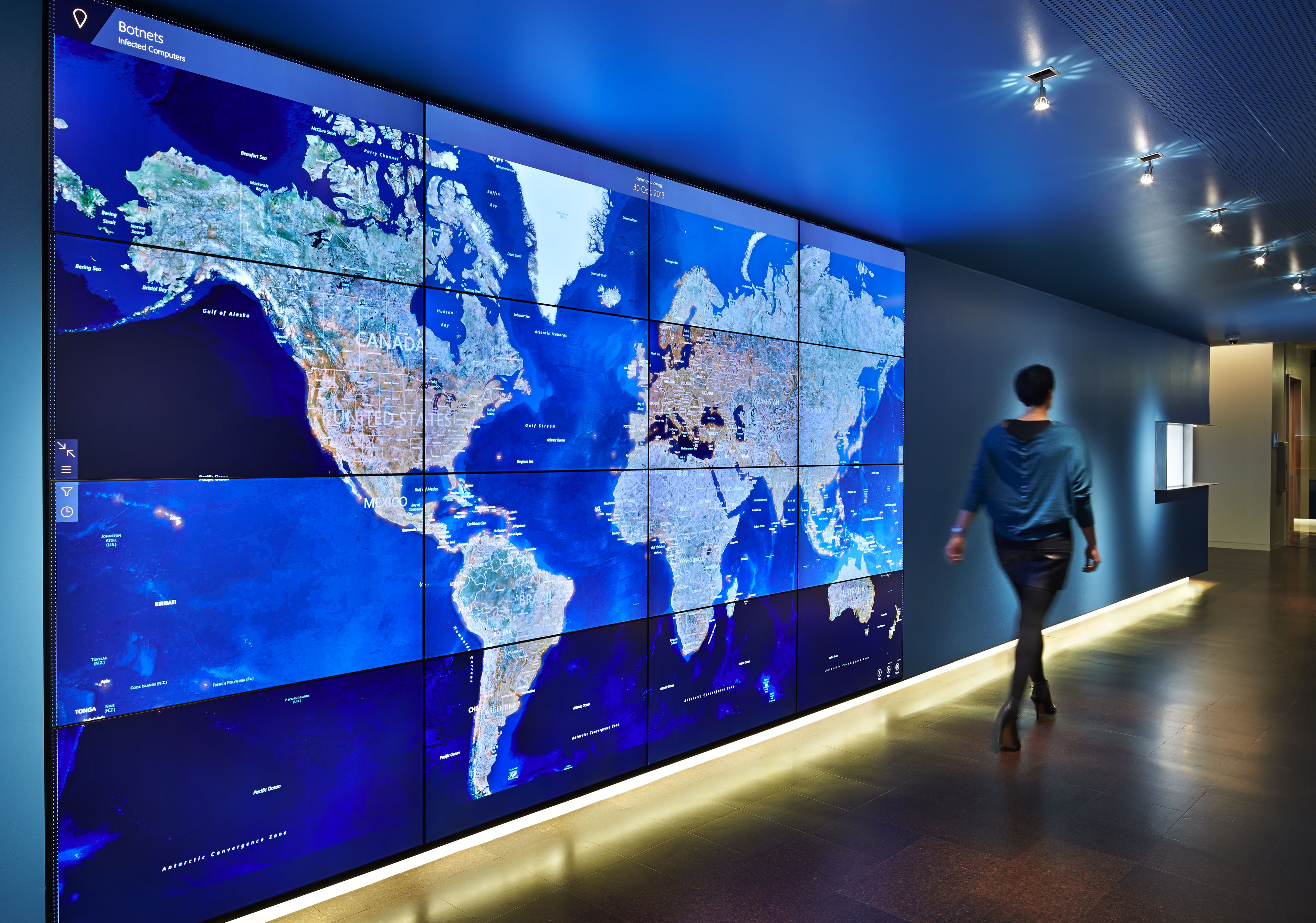 Global Digital Map showing worldwide tech support scams - Microsoft