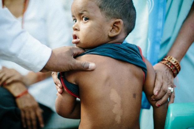 Child undergoing diabetes tests
