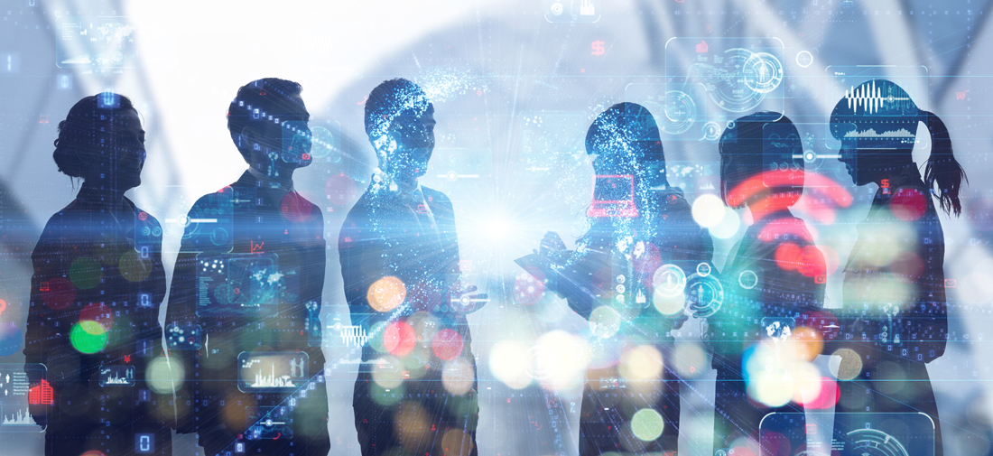 An abstract image of a group of people