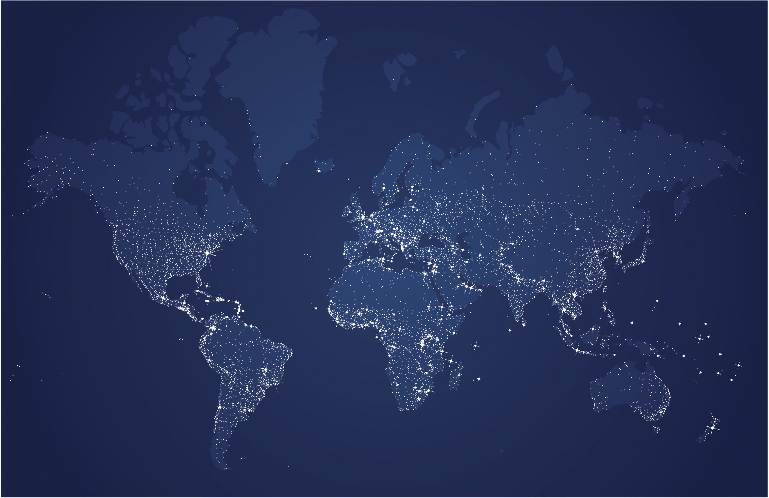 a map of the world highlighting data centers